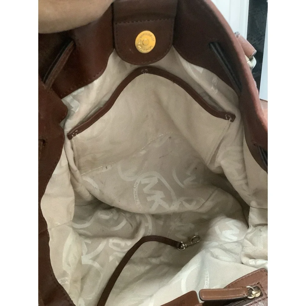 Michael Kors Womens Double Handles Brown Tote Bag Sz L